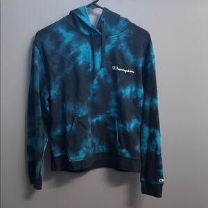 Champion Blue and Black Tie-Dye Sweatshirt